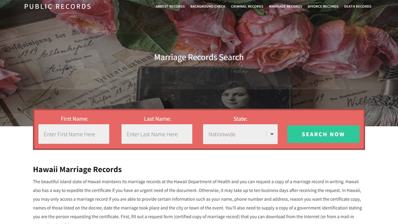 Hawaii Marriage Records | Enter Name and Search. 14Days Free